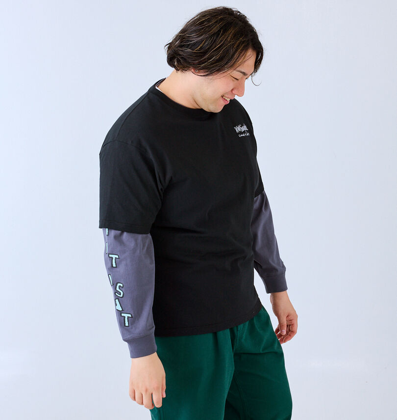 大きいサイズ メンズ (What it isNt) (ワットイットイズント) 半袖T×長袖TレイヤードTシャツ
                        