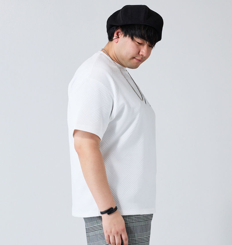 大きいサイズ メンズ in the attic (インジアティック) 刺繍ロゴジャガード半袖Tシャツ
                        