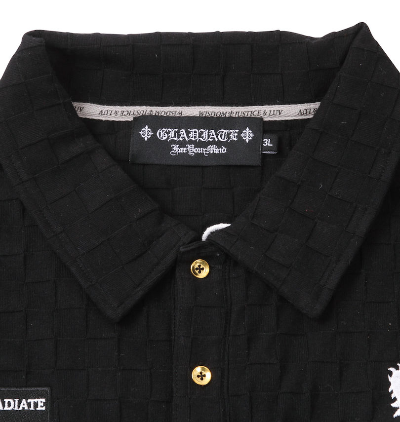 大きいサイズ メンズ GLADIATE (グラディエイト) 刺繍ブロックジャガード半袖ポロシャツ 