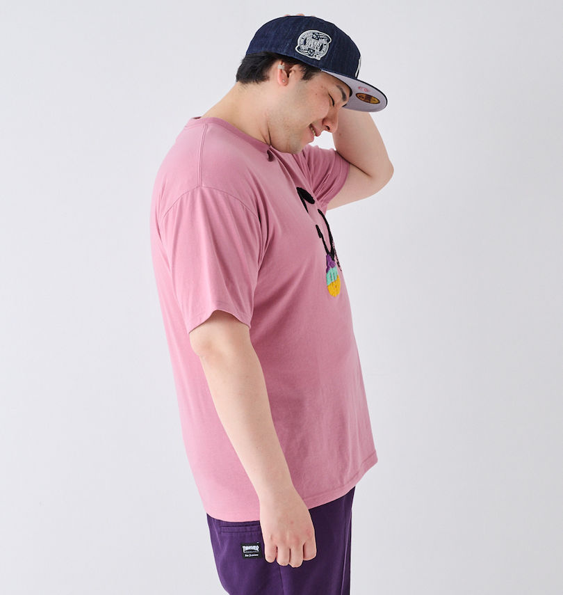 大きいサイズ メンズ SMILEY FACE (スマイリーフェイス) T/C天竺サガラ刺繍半袖Tシャツ