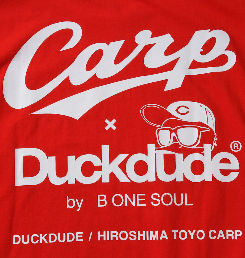 大きいサイズ メンズ b-one-soul (ビーワンソウル) 広島東洋カープ×DUCK DUDE STAND半袖Tシャツ 