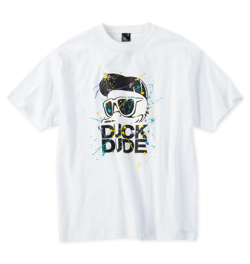 大きいサイズ メンズ b-one-soul (ビーワンソウル) DUCK DUDEスプラッシュロゴ半袖Tシャツ