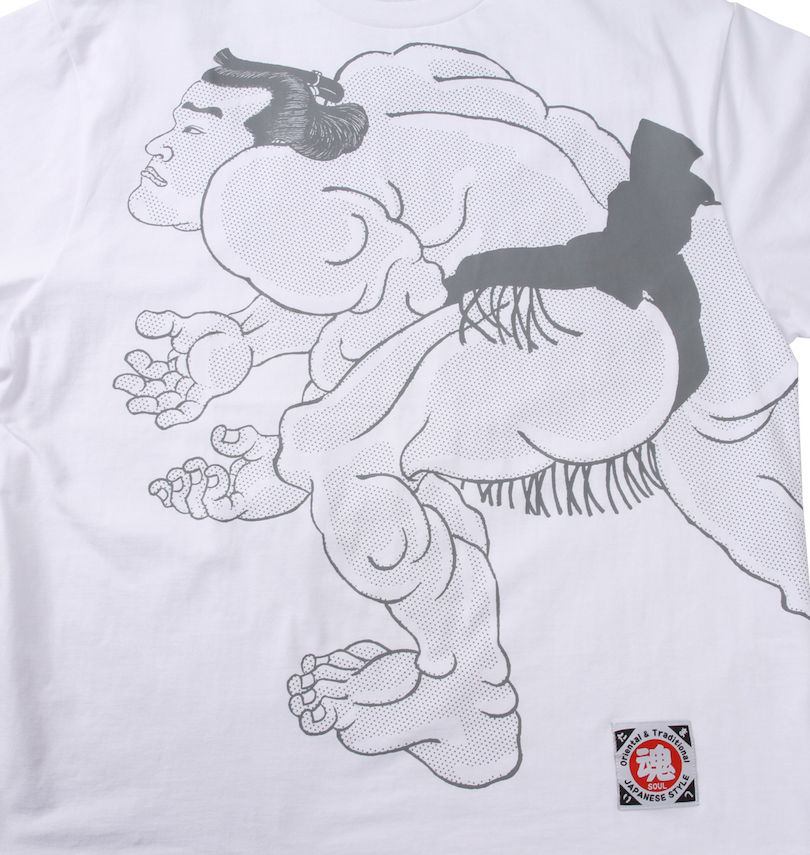 大きいサイズ メンズ 魂 (タマシイ) 相撲絵デザイン半袖Tシャツ 