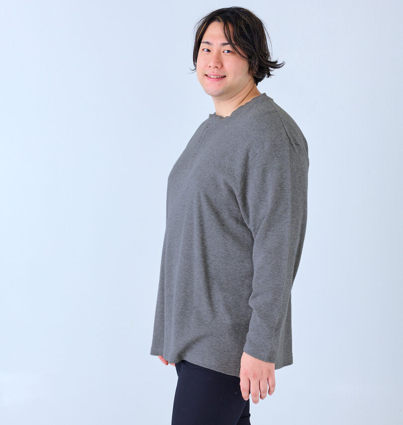 大きいサイズ メンズ Mc.S.P (エムシーエスピー) オーガニックワッフルヘンリーネック長袖Tシャツ
                        