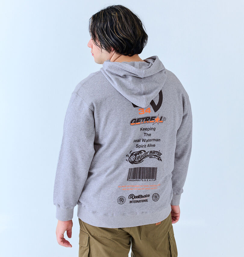大きいサイズ メンズ RealBvoice (リアルビーボイス) BARCODE裏毛フルジップパーカー
身長:182cm/バスト:123cm/着用サイズ:3L