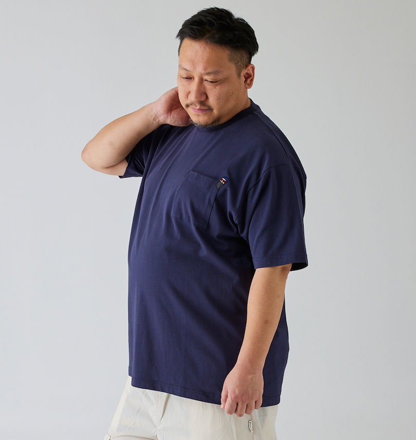 大きいサイズ メンズ FUN for modemdesign (ファン フォー モデムデザイン) オジサンワンポイント刺繍胸ポケット付半袖Tシャツ 