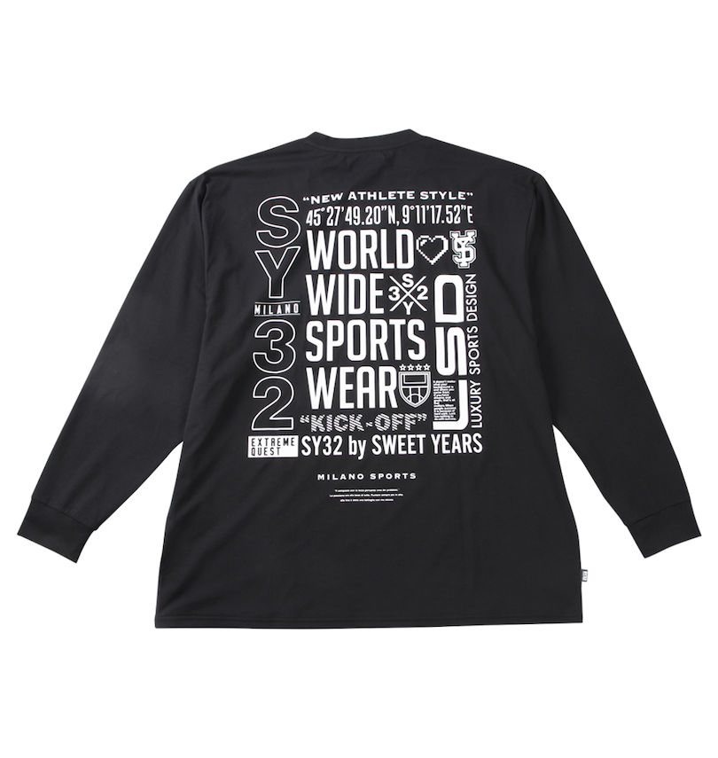 大きいサイズ メンズ SY32 by SWEET YEARS (エスワイサーティトゥバイスィートイヤーズ) マルチロゴバックプリント長袖Tシャツ
                        バックスタイル