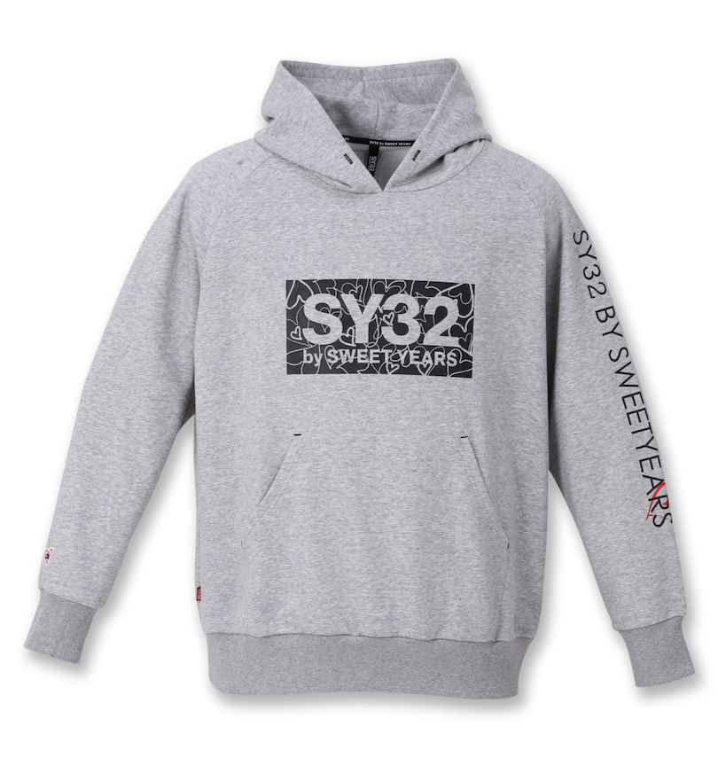 大きいサイズ メンズ SY32 by SWEET YEARS (エスワイサーティトゥバイスィートイヤーズ) ハートボックスロゴプルパーカー