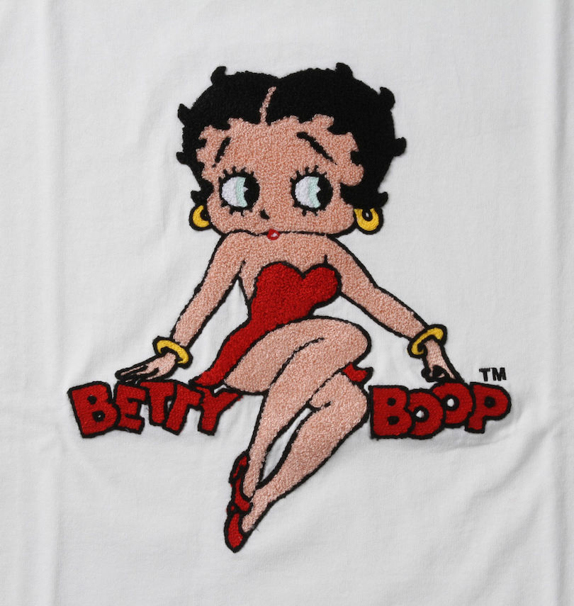 大きいサイズ メンズ BETTY BOOP (ベティ ブープ) サガラ刺繍半袖Tシャツ
                        