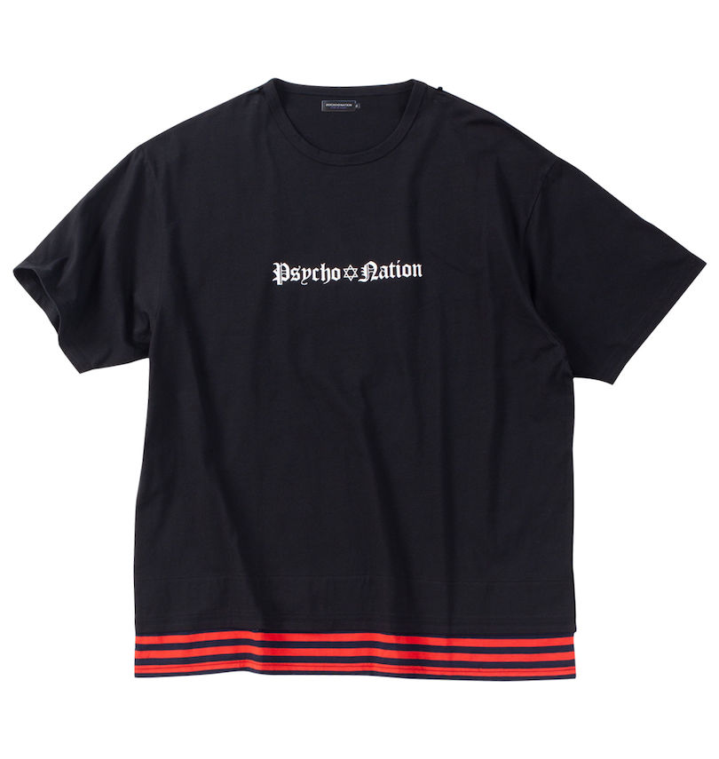 大きいサイズ メンズ PSYCHO NATION (サイコネーション) チェーン付フェイクレイヤード半袖Tシャツ
                        チェーン取り外した状態