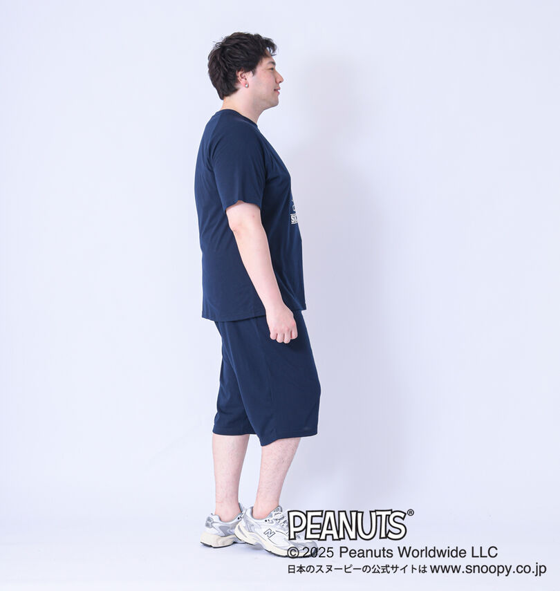 大きいサイズ メンズ PEANUTS (ピーナッツ) 天竺ラグラン半袖Tシャツ+ハーフパンツ
                        