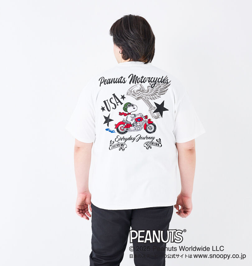 大きいサイズ メンズ FLAGSTAFF×PEANUTS (フラッグスタッフ) スヌーピーコラボ半袖Tシャツ
                        身長：182cm/バスト：123cm/着用サイズ：3L
