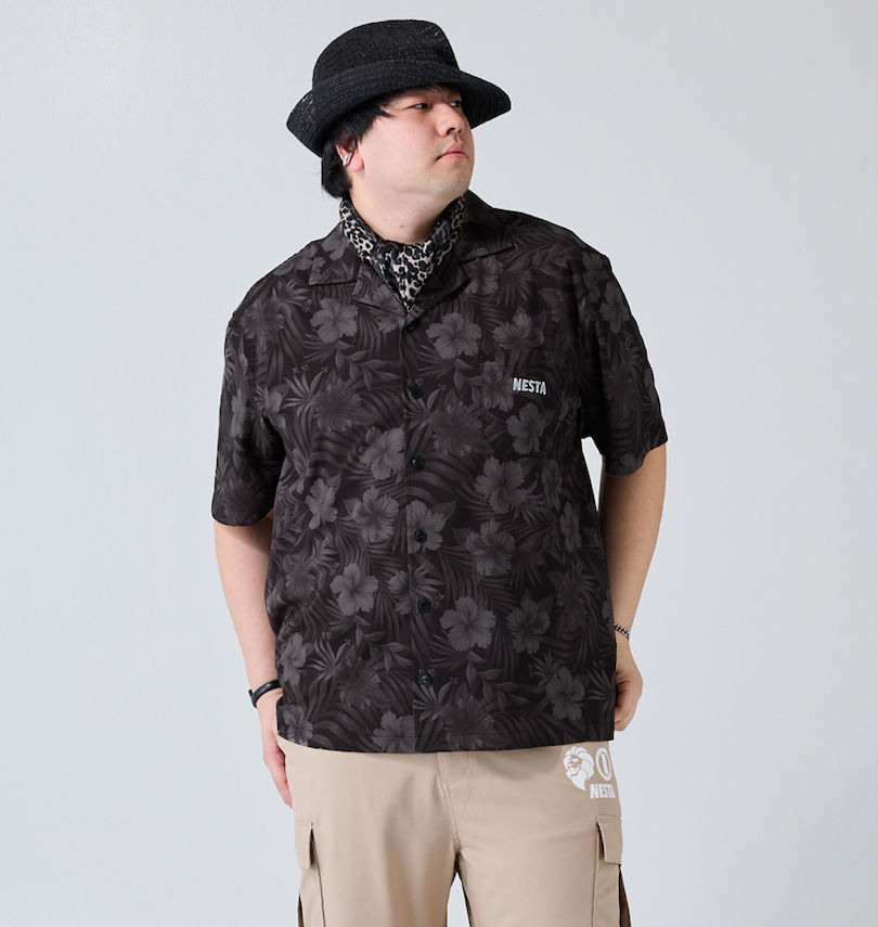 大きいサイズ メンズ NESTA BRAND (ネスタブランド) オープンカラー半袖シャツ 