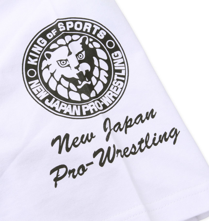 大きいサイズ メンズ SOUL SPORTS×新日本プロレス (ソウル×シンニホンプロレス) 大判ロゴ半袖Tシャツ
                        左袖プリント