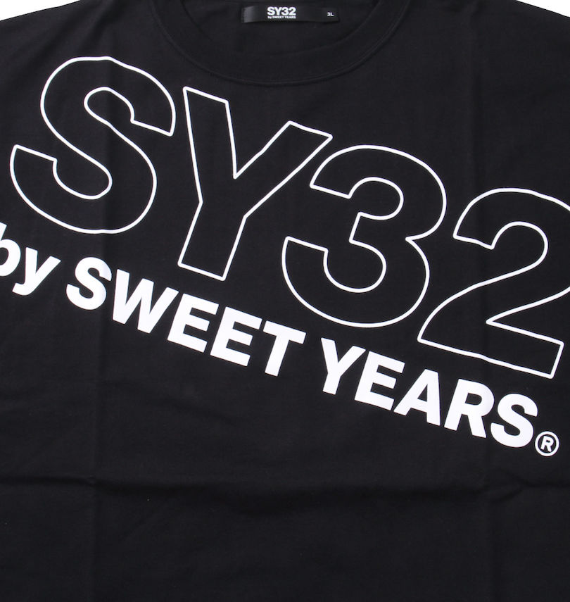 大きいサイズ メンズ SY32 by SWEET YEARS (エスワイサーティトゥバイスィートイヤーズ) スラッシュビッグロゴ半袖Tシャツ プリント