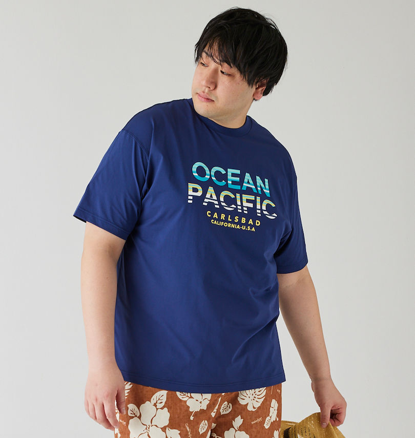 大きいサイズ メンズ OCEAN PACIFIC (オーシャンパシフィック) PEARTEX UV半袖Tシャツ 身長：182cm/バスト：123cm/着用サイズ：3L