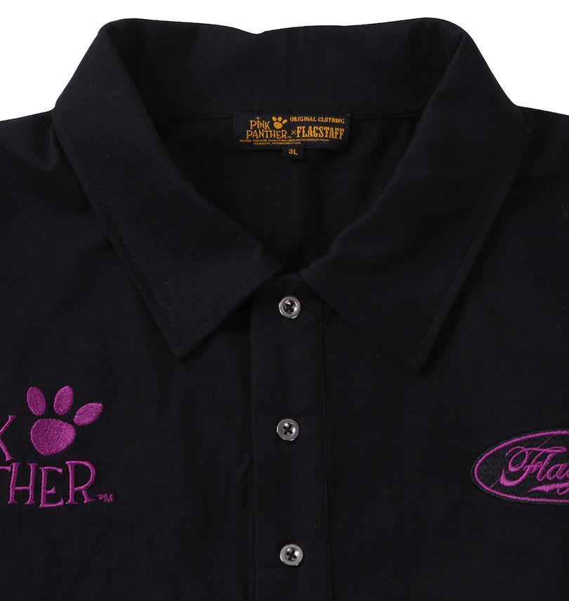 大きいサイズ メンズ PINK PANTHER×FLAGSTAFF (フラッグスタッフ) ピンクパンサー半袖ポロシャツ フロント刺繍