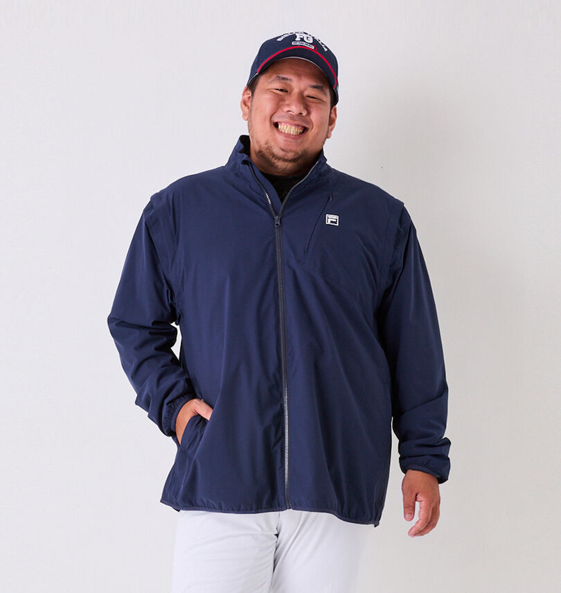 大きいサイズ メンズ FILA GOLF (フィラゴルフ) 袖脱着裏メッシュストレッチブルゾン
身長:178cm/バスト:120cm/着用サイズ:3L