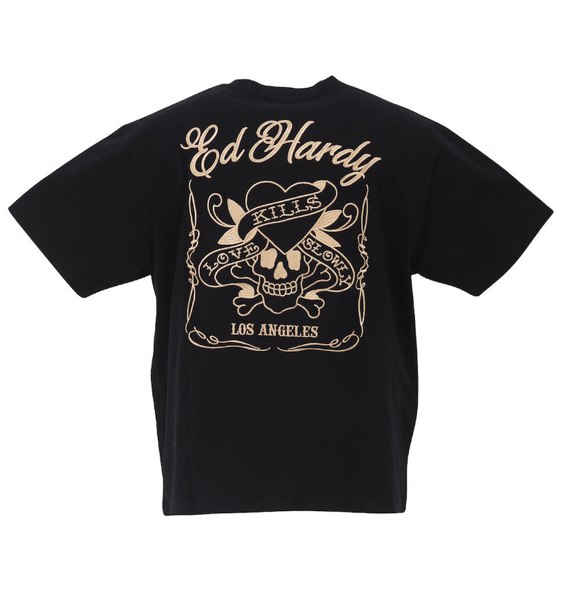 大きいサイズ メンズ Ed Hardy (エドハーディ) 天竺プリント&刺繍半袖Tシャツ
バックスタイル