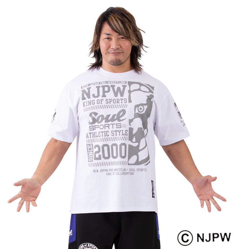 大きいサイズ メンズ SOUL SPORTS×新日本プロレス (ソウル×シンニホンプロレス) 大判ロゴ半袖Tシャツ
                        