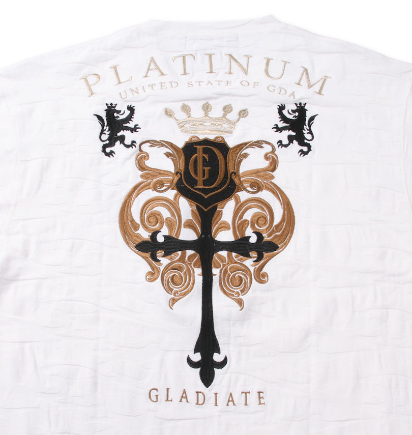 大きいサイズ メンズ GLADIATE (グラディエイト) 刺繍カモフラジャガード半袖VネックTシャツ バック刺繍