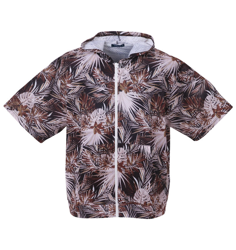 大きいサイズ メンズ COLLINS (コリンズ) メッシュボタニカル柄半袖フルジップパーカー+半袖Tシャツ
                        半袖フルジップパーカー