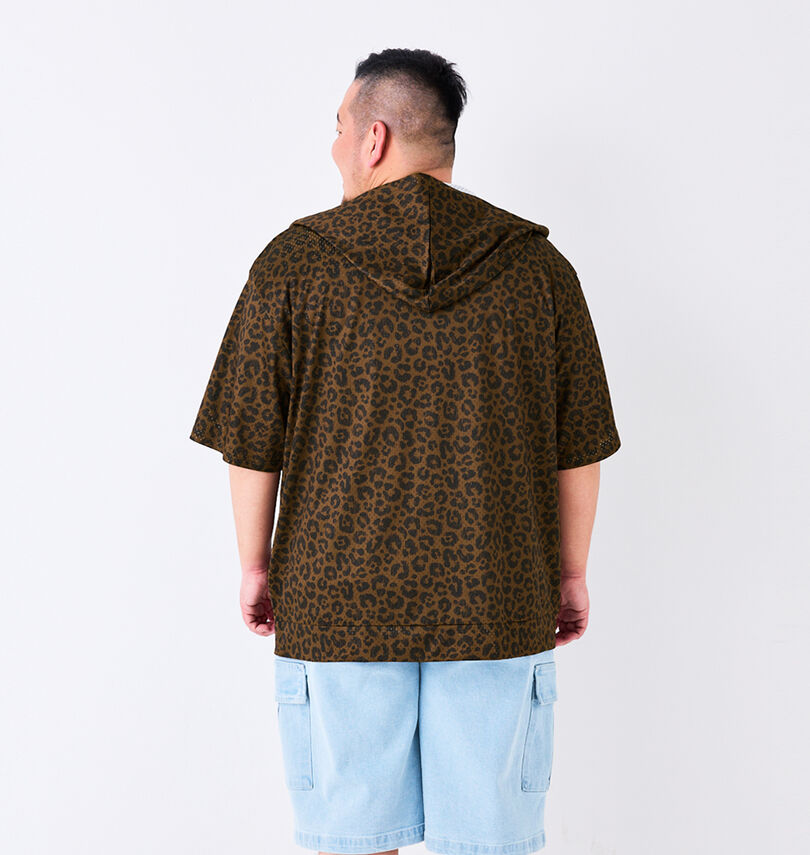 大きいサイズ メンズ COLLINS (コリンズ) メッシュヒョウ柄半袖フルジップパーカー+半袖Tシャツ
