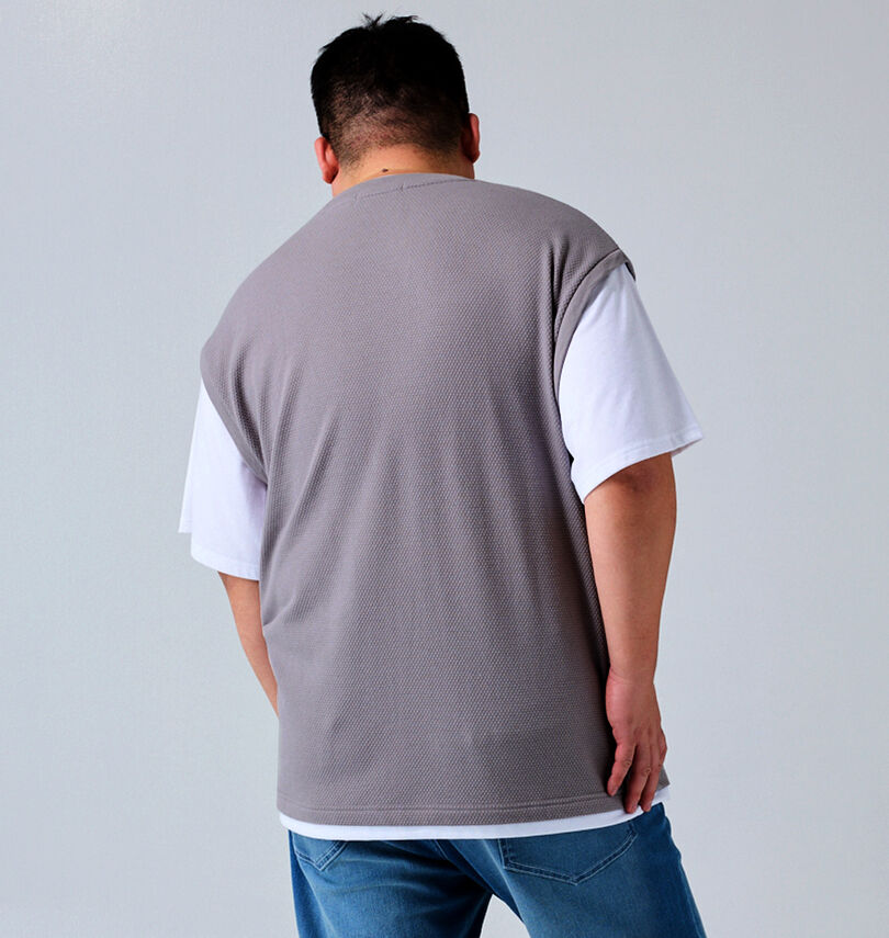 大きいサイズ メンズ launching pad (ランチングパッド) パイナップルニットフェイクレイヤード半袖Tシャツ