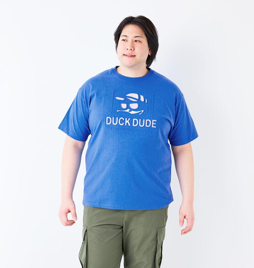 大きいサイズ メンズ b-one-soul (ビーワンソウル) DUCK DUDEエンボス半袖Tシャツ
                        身長：182cm/バスト：123cm/着用サイズ：3L