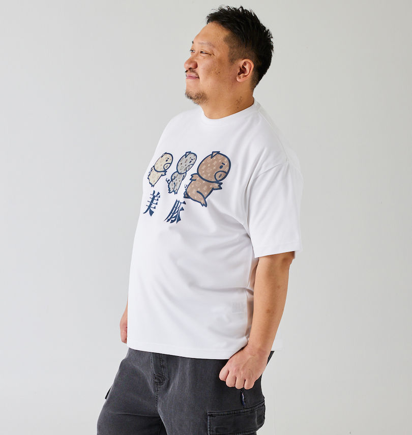 大きいサイズ メンズ 豊天 (ブーデン) 三連美豚DRYハニカムメッシュ半袖Tシャツ 