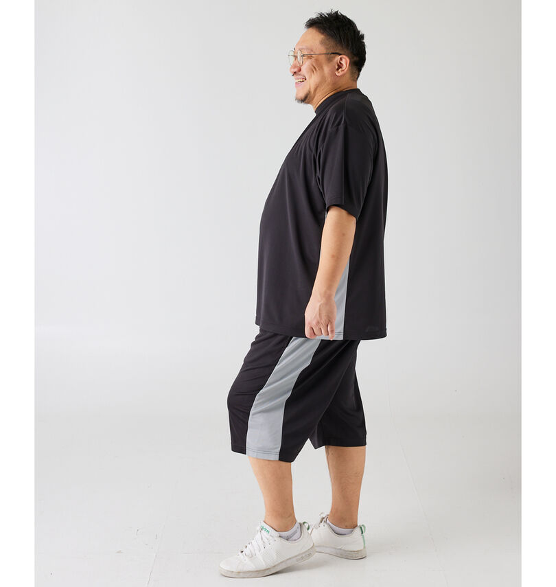 大きいサイズ メンズ COLLINS (コリンズ) ハニカムメッシュ脇切替半袖Tシャツハーフパンツセット 
