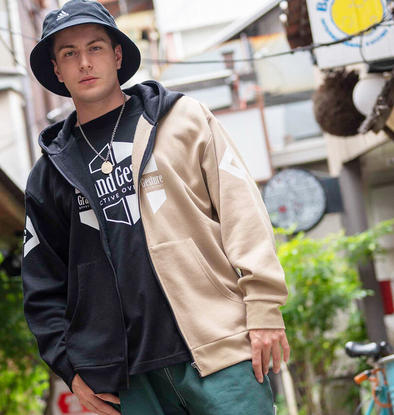 大きいサイズ メンズ COLLINS (コリンズ) ジップパーカー+半袖Tシャツ 