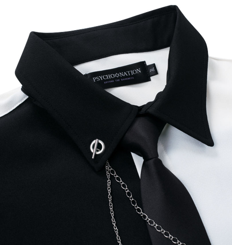大きいサイズ メンズ PSYCHO NATION (サイコネーション) ネクタイ・チェーン付長袖シャツ