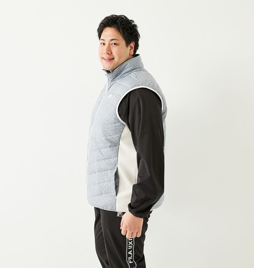大きいサイズ メンズ FILA GOLF (フィラゴルフ) 千鳥柄ハイブリッドダウンベスト