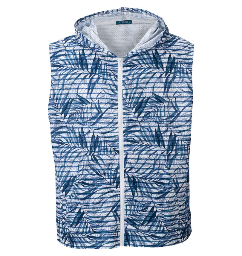 大きいサイズ メンズ COLLINS (コリンズ) メッシュリーフ柄プリントノースリーブフルジップパーカー+半袖Tシャツ
                        ノースリーブフルジップパーカー