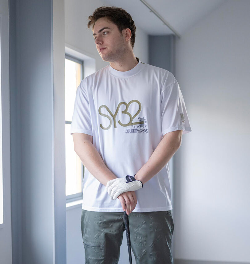 大きいサイズ メンズ SY32 by SWEET YEARS (エスワイサーティトゥバイスィートイヤーズゴルフ) ビッグロゴ半袖モックネックシャツ
                        