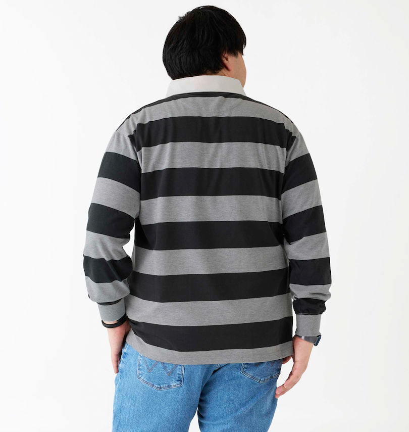 大きいサイズ メンズ POLO BCS (ポロビーシーエス) 均等ボーダー長袖ラガーシャツ