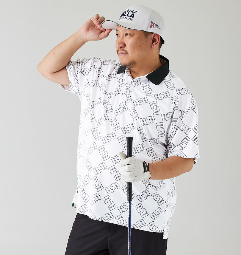 大きいサイズ メンズ FILA GOLF (フィラゴルフ) FILAスクエアプリント半袖シャツ 