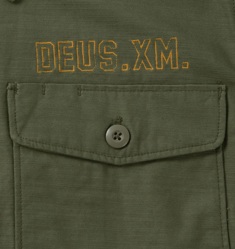 大きいサイズ メンズ DEUS EX MACHINA (デウス エクス マキナ) ミリタリーシャツ 左胸ポケット