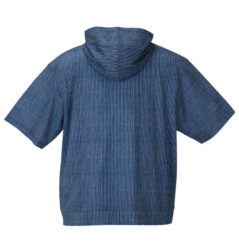 大きいサイズ メンズ COLLINS (コリンズ) メッシュヒッコリー風プリント半袖フルジップパーカー+半袖Tシャツ バックスタイル