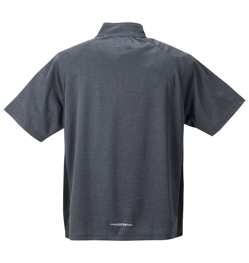 大きいサイズ メンズ LOTTO (ロット) DRYメッシュ杢×無地ハーフジップ半袖シャツ バックスタイル