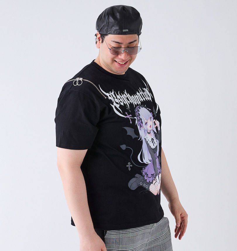 大きいサイズ メンズ PSYCHO NATION (サイコネーション) サイコ×寝田ルネ デビル半袖Tシャツ
                        