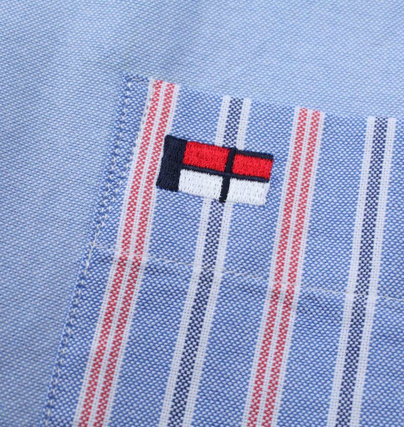 大きいサイズ メンズ H by FIGER (エイチバイフィガー) オックスクレイジー切替B.D半袖シャツ
                        胸ポケット刺繍