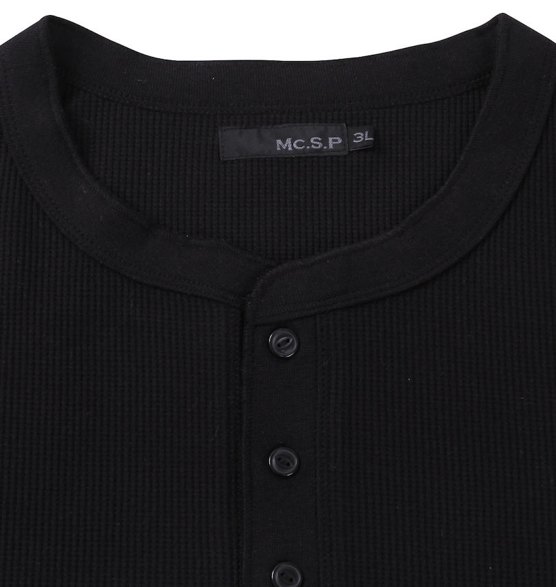 大きいサイズ メンズ Mc.S.P (エムシーエスピー) ワッフルヘンリーネック長袖Tシャツ 