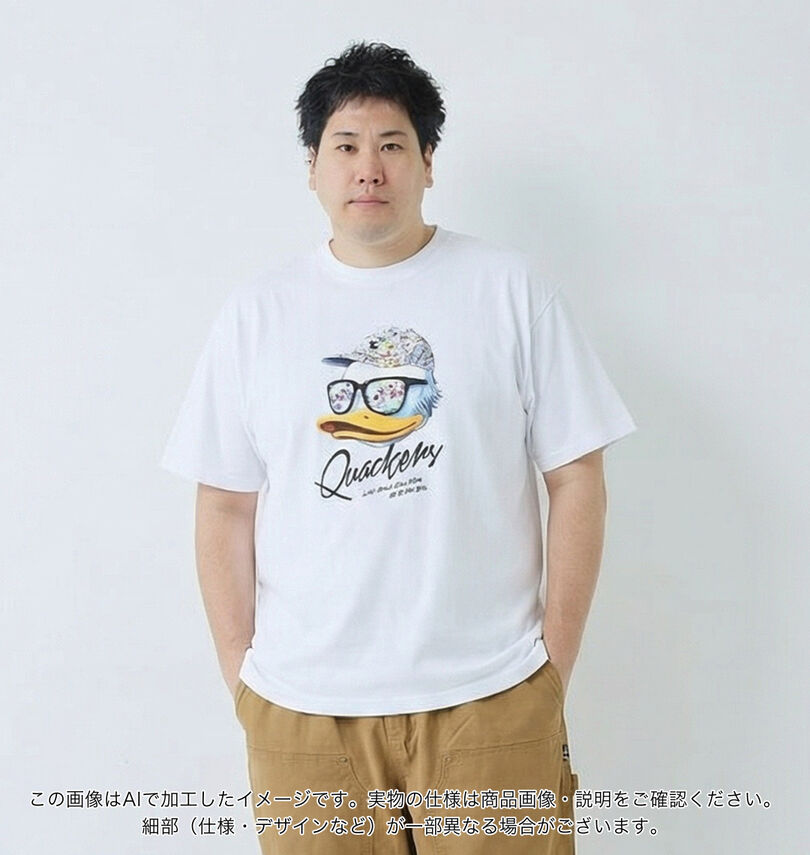 大きいサイズ メンズ b-one-soul (ビーワンソウル) DUCK DUDEフェイスクワック半袖Tシャツ
                        