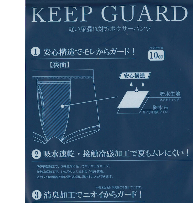 大きいサイズ メンズ KEEP GUARD (キープガード) ドライ&クール軽失禁対策ボクサーパンツ 