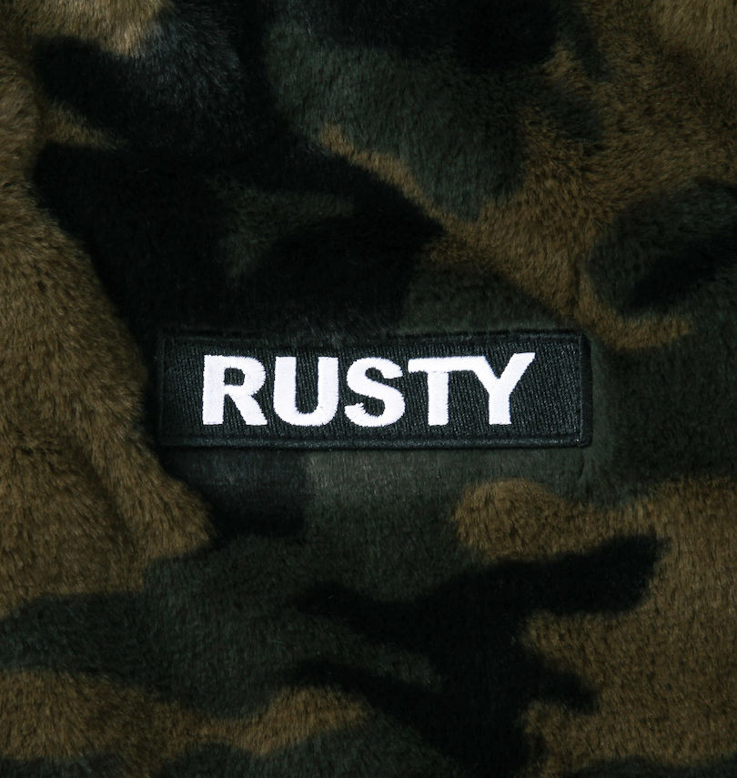 大きいサイズ メンズ RUSTY (ラスティ) プリントボアフリースジャケット 刺繍拡大