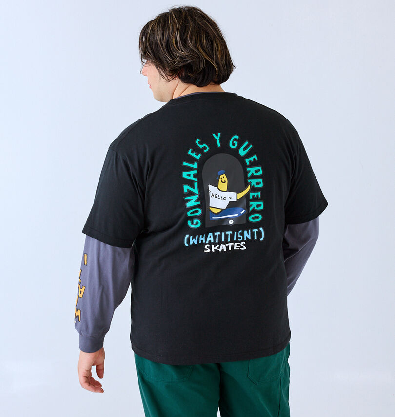 大きいサイズ メンズ (What it isNt) (ワットイットイズント) 半袖T×長袖TレイヤードTシャツ
                        身長：182cm/バスト：123cm/着用サイズ：3L
