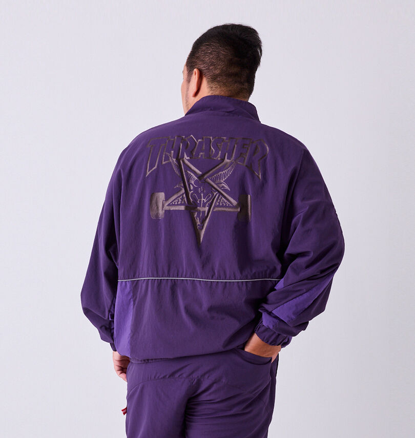 大きいサイズ メンズ THRASHER (スラッシャー) ナイロンワッシャー裏メッシュブルゾン