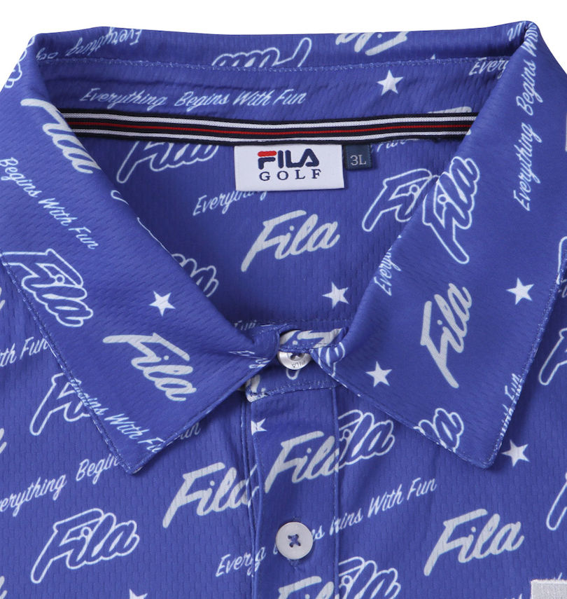 大きいサイズ メンズ FILA GOLF (フィラゴルフ) ロゴグラフィックプリントホリゾンタルカラー半袖シャツ 